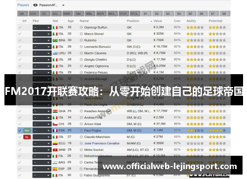FM2017开联赛攻略：从零开始创建自己的足球帝国